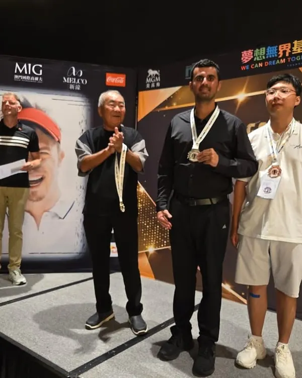 A Student Receiving a Medal at the Golf Masters in Macau: We proudly congratulate our student, Ranveer Singh Saini, for securing his 8th medal at the prestigious Golf Masters in Macau. His dedication and skill continue to make India proud on the global stage.