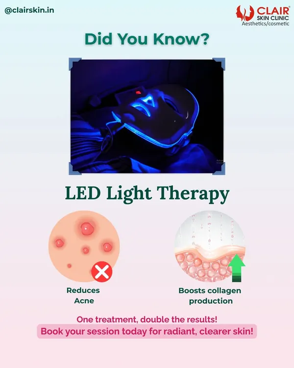Did you know LED Light Therapy offers double the results? It uses different wavelengths of light to reduce acne-causing bacteria and calm inflammation, while also stimulating collagen production for firmer, more youthful skin.