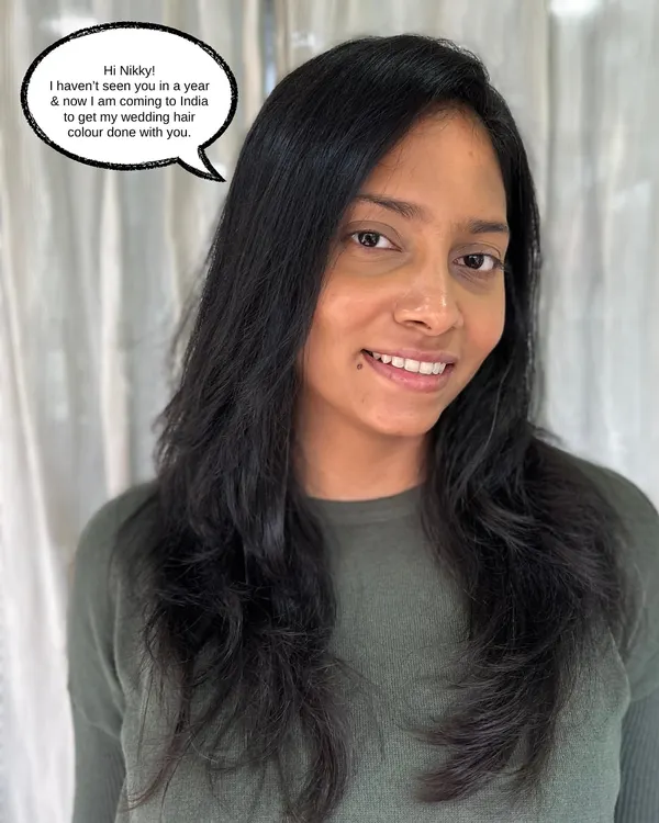 This client came all the way from abroad for her wedding hair. We gave her a fresh, modern cut with long layers to add movement and shape before her big day.
