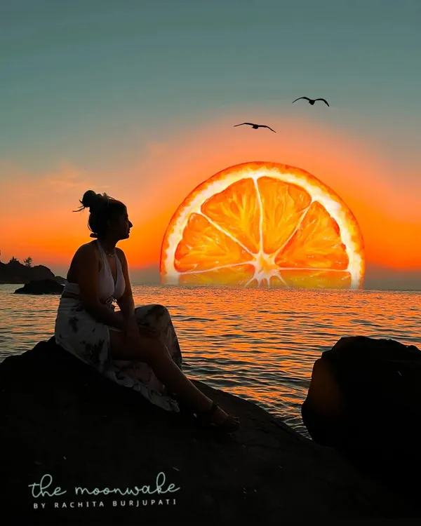 I turned a Goa sunset into a juicy slice of orange. This is a fun photo illustration where I combine my travel photography with digital art.