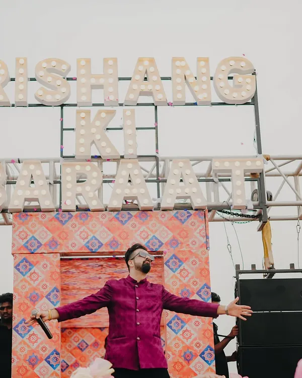 On top of the world, or at least on top of the 'Baraat-on-wheels'! This is how we make an entrance.