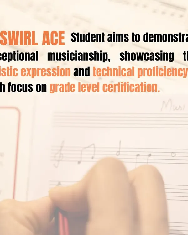 Our 'Swirl ACE' program is designed for students who want to focus on grade-level certifications like the Trinity music exams. We provide structured coaching to help you achieve technical proficiency.