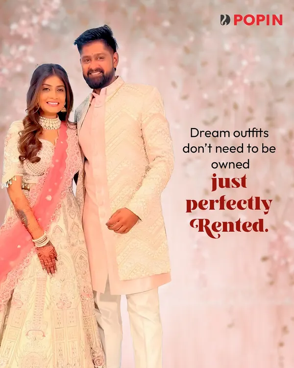 This is what I believe in: dream outfits don't need to be owned, just perfectly rented. This couple looks absolutely radiant for their special day in a coordinated white and pink embroidered lehenga and a matching textured sherwani.