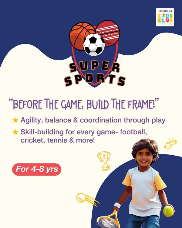 Before you play the game, you have to build the frame. Our Super Sports program focuses on developing agility, balance, and coordination through play. This builds a strong foundation for any sport your child might love, from cricket to tennis.