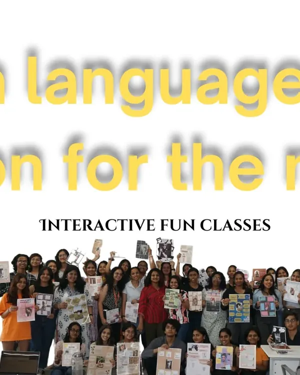 A large group of our students proudly displaying their work after an interactive and fun class. This is what our community looks like: engaged, creative, and supportive.