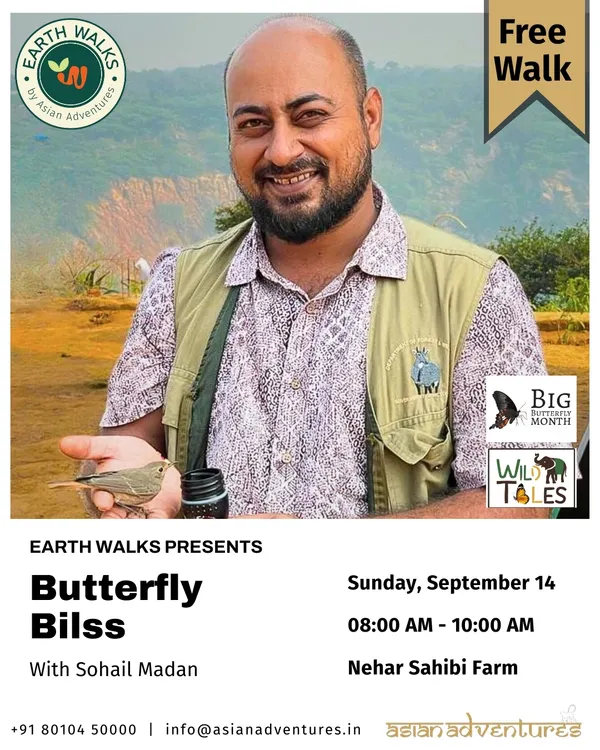 A portrait of our walk leader, Sohail Madan, an ecologist and author who has established over 85 butterfly parks. Joining his walk is a chance to learn from one of India's leading conservation educators.