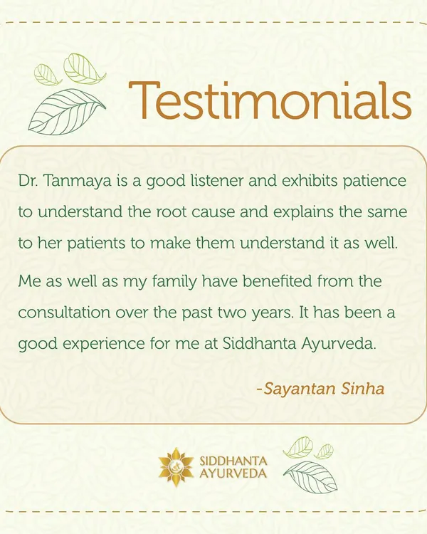 I am grateful for this feedback from Sayantan Sinha. It highlights my commitment to listening patiently, understanding the root cause of an issue, and explaining it clearly to my patients.