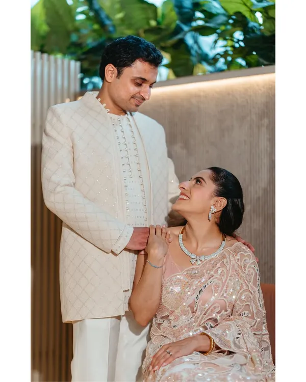 A classic portrait from Vinti and Pratik's beautiful roka ceremony in Mumbai. We captured their quiet connection and the happy glow that comes with making it official.
