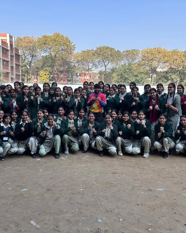 A powerful moment with the students of GGSSS MB Road Pushp Vihar school during a self-defense camp. We focus on building a strong, unified stance against any threat.