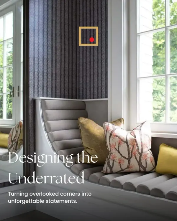 Designing the underrated. We turned this overlooked corner by the window into an unforgettable statement with custom-designed, channel-tufted seating.