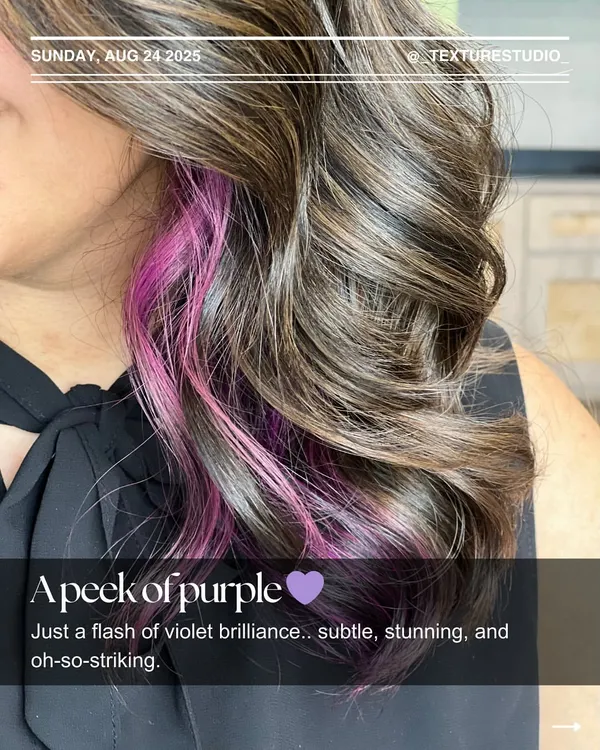 A peek of purple. This flash of violet brilliance is subtle yet stunning, adding a fun and unexpected pop of color.