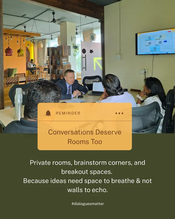 Your conversations deserve a dedicated space. My private rooms and brainstorm corners are designed to let ideas breathe, away from the noise and distractions of an open office.
