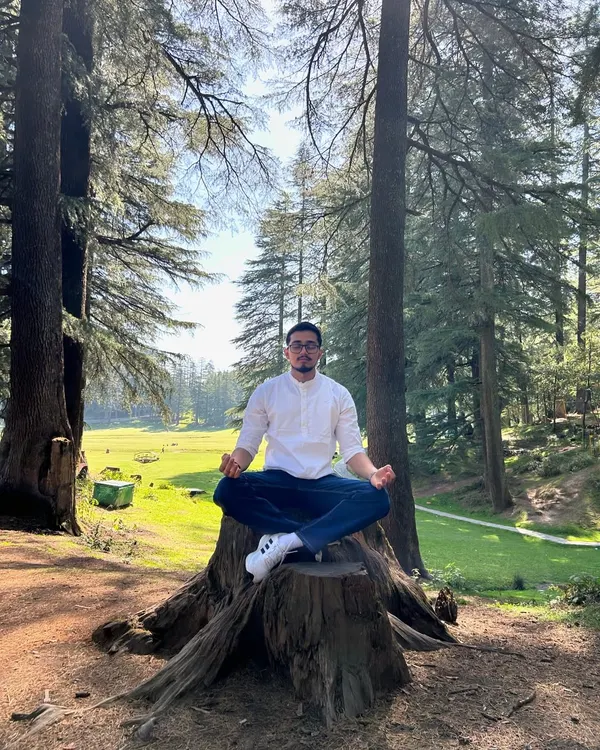 A moment of peace and meditation in Khajjiar, also known as the mini-Switzerland of India. Nature is the greatest yoga studio.