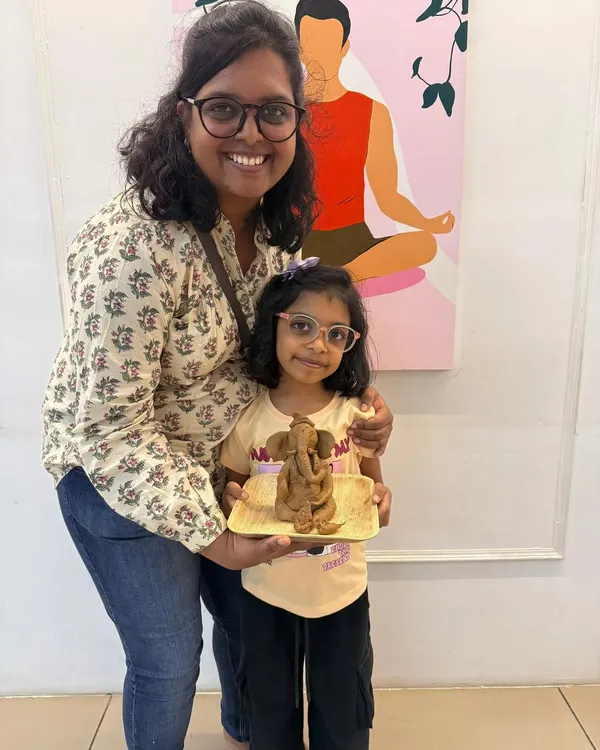 A beautiful mother-daughter moment from our clay Ganesha workshop. It's so wonderful to see families bonding while creating something sacred and personal together.