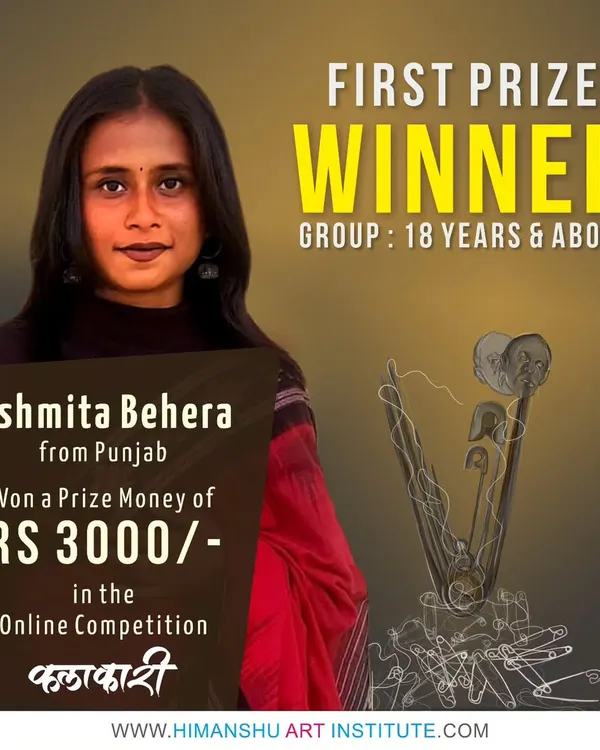 Celebrating our winners is a core part of what we do. Here we feature Rashmita Behera from Punjab, the first prize winner in our "KALAKARI" online competition, who won for her unique and conceptual artwork.