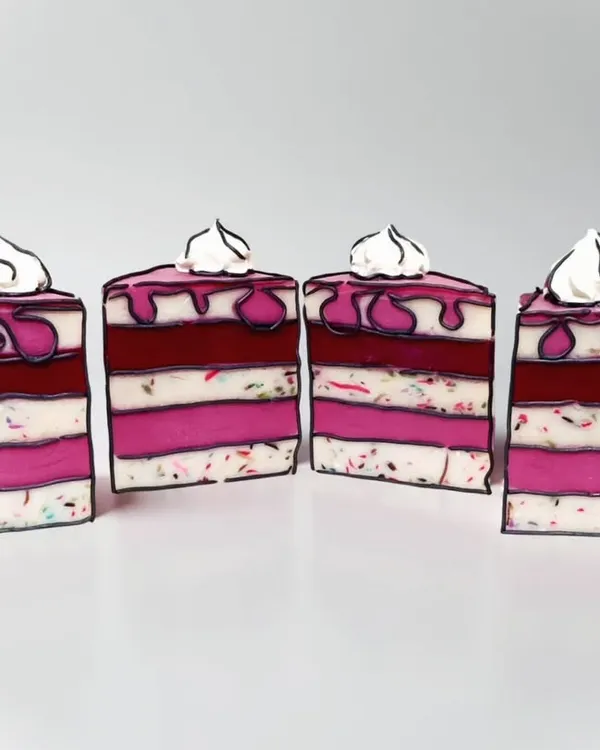 This comic cake soap, made for a soap-making challenge, shows how I love to blend artistry with my craft. Each bar is a playful piece of art, made with skin-loving ingredients using the cold process method.