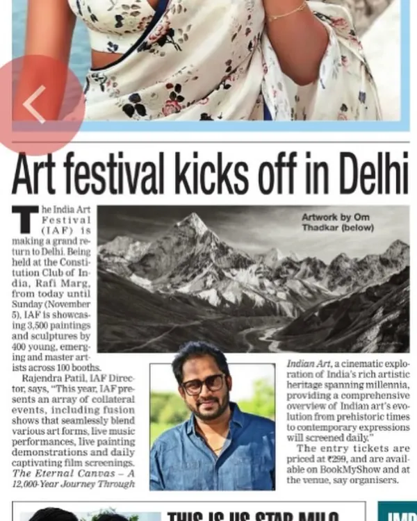 I was incredibly proud to see my work and an article about the India Art Festival featured in the Delhi Times. This kind of recognition in a major publication like The Times of India is a truly motivating experience.