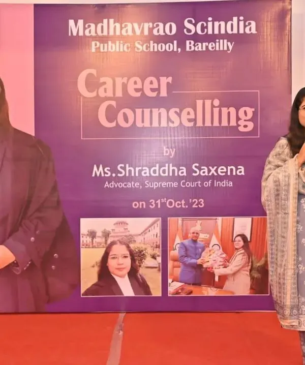 Delivering a career counseling session at Madhavrao Scindia Public School in Bareilly, guiding the next generation.