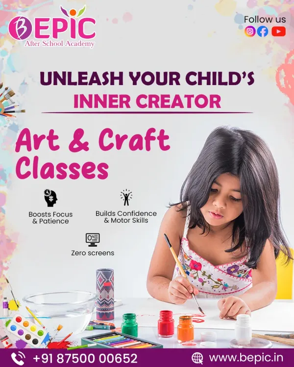 We believe every child is an artist waiting to be discovered. Our art and craft classes provide a vibrant, screen-free space where your child can explore their imagination with paint, paper, and more, helping to boost focus, patience, and essential motor skills.