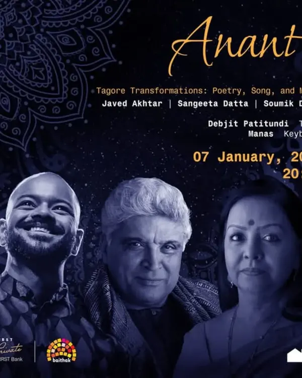 The official poster for "Anant", a show featuring poetry, song, and music with the legendary Javed Akhtar sahab. It was an honour to be listed as the tabla artist for this prestigious event.