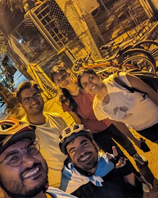 The tribe is growing. Here are five of us after a great ride, including our first women attendees apart from the curator. We love seeing new faces join our Bangalore cycling group.