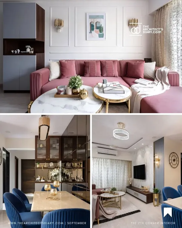 I am honored to have my project, 'The Adobe', featured in The Architect's Diary. This collage showcases the living and dining spaces, which were designed to be a perfect mix of opulence and comfort.
