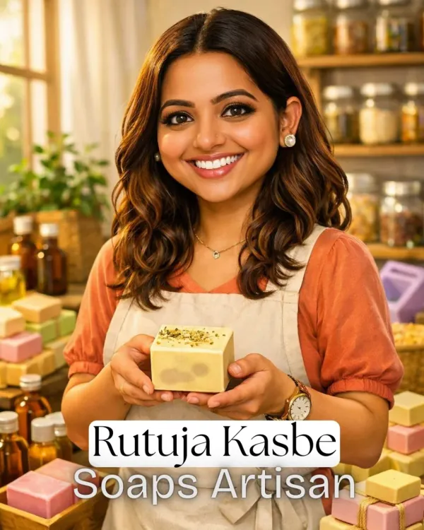 This is me, Rutuja Kasbe, the hands and heart behind every soap. I love turning natural ingredients into little pieces of art that are good for your skin.