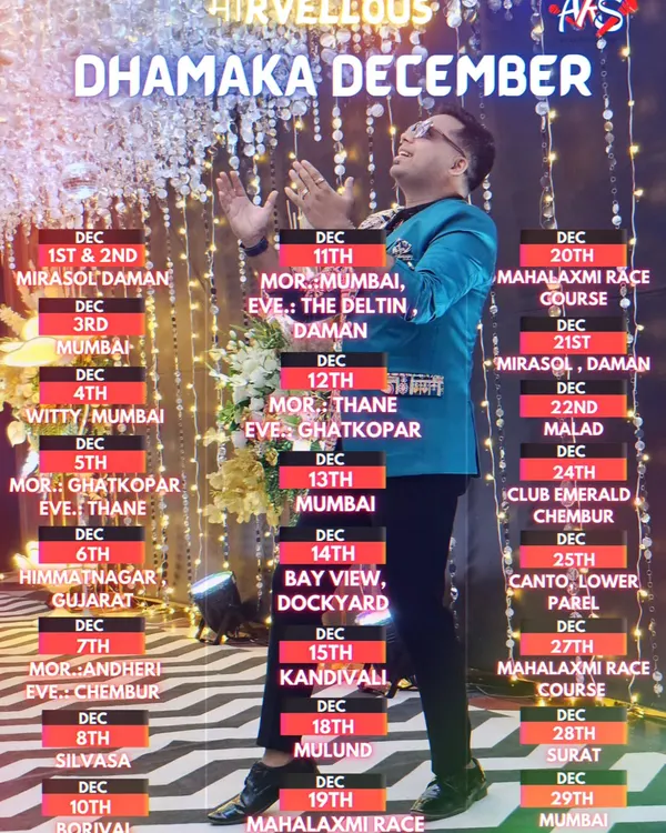 The "Dhamaka December" calendar is here. A packed schedule is the biggest blessing for an artist. I am grateful and ready to rock every single show.
