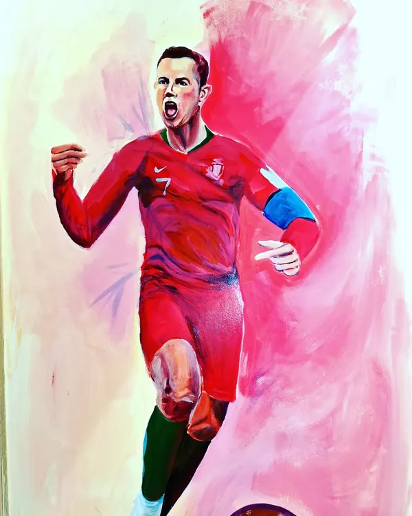 This is a section of a large mural I painted featuring a celebrated football player. Large-scale projects like this are a passion of mine and showcase a different application of my artistic skills.