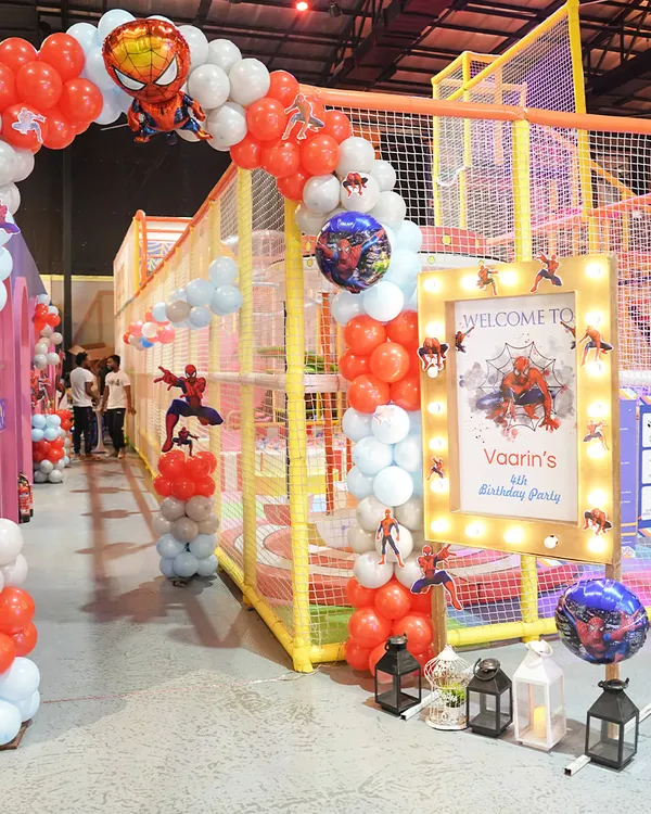 A birthday party swings into action with a super Spiderman theme. I love creating custom setups with balloon arches and welcome signs to make the day extra special.