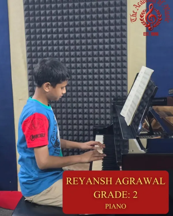 Final rehearsals before the big day. Reyansh Agarwal practices on our acoustic piano, preparing for his Grade 2 Trinity College London examination in our sound treated studio.