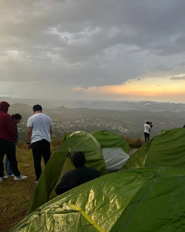 The view from our campsite at Narayana Giri as the sun sets. We always find the best spots to pitch our tents for an unforgettable experience.