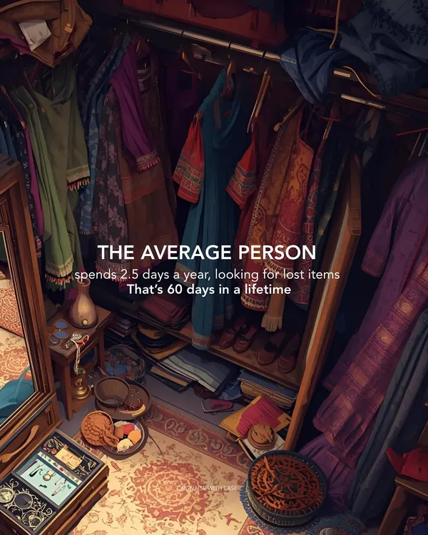 The average person spends 2.5 days a year looking for lost items. Organizing is not about perfection; it is about saving yourself those tiny moments of panic and giving your day some breathing space.