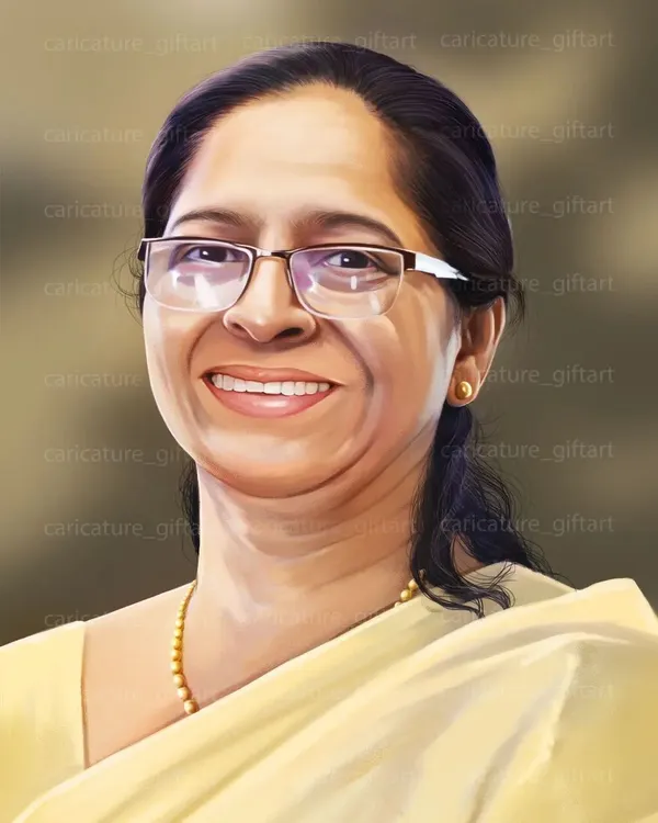 A realistic digital portrait of a woman, painted with soft lighting and a focus on capturing a gentle and warm expression. This style is perfect for a classic portrait.