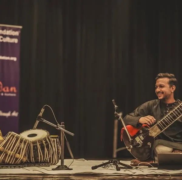 The connection between a sitarist and a tabla player is a silent conversation of rhythm and melody. Here is a moment of that beautiful interplay with the esteemed Pt. Ram Kumar Mishra Ji during a concert organized by the Vrindan Foundation.