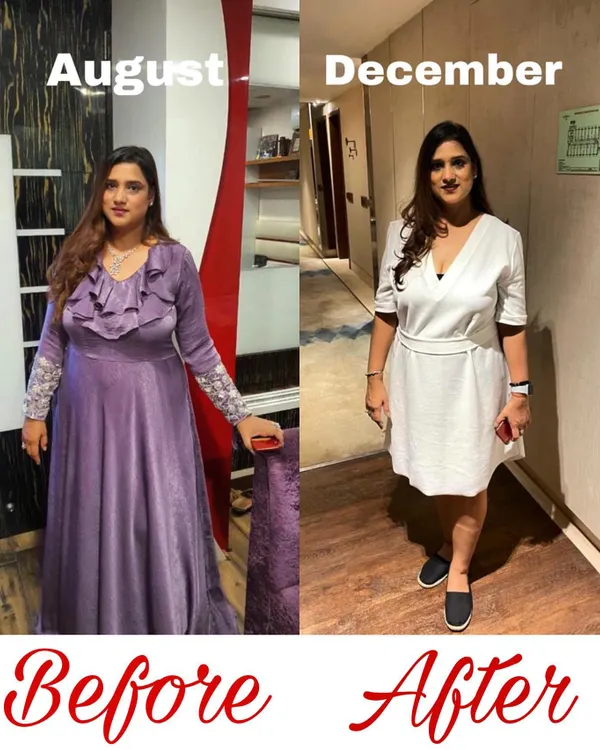 Another incredible online transformation. This student achieved a stunning 8-10 kg weight loss and a 13-15 inch loss through her consistency and determination in our classes. Her hard work truly paid off.