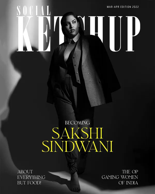 Styling influencer Sakshi Sindwani for her Social Ketchup magazine cover was a special project. This powerful black and white shot captures the confidence and style we aimed for.