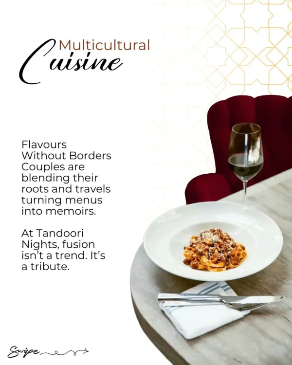 We believe in flavors without borders. Fusion isn't a trend for us; it's a tribute, turning menus into memoirs that blend cultures and travels, like this classic Italian pasta dish.