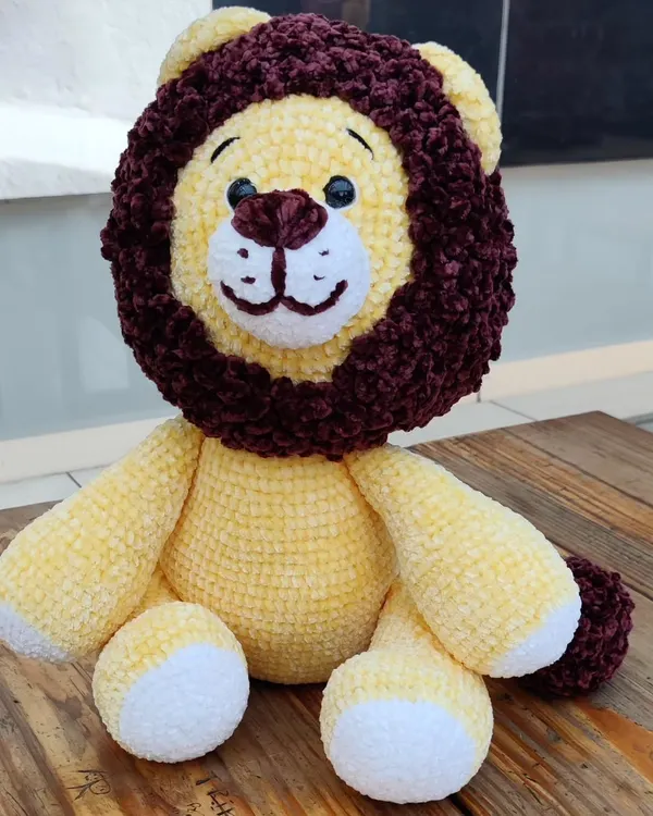This is my 22-inch jumbo lion, handmade with super soft velvet yarn. He's the king of cuddles and the perfect statement piece for a nursery or a truly epic birthday gift. I loved the challenge of creating this big guy, and I'm so proud of how he turned out.