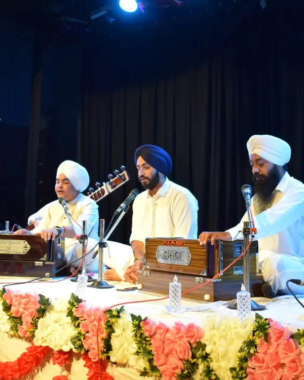 Our students performing Gurbani Kirtan in Raag Bhairavi during a classical concert. We believe stage performance is a crucial part of musical training, building confidence and giving students a platform to share their devotion and skill.