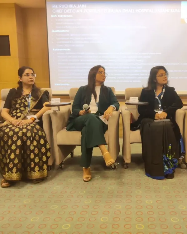 On a panel discussion at a conference held at FMRI, Gurugram. We discussed emerging trends in dietetics and the importance of evidence-based practice in patient care.