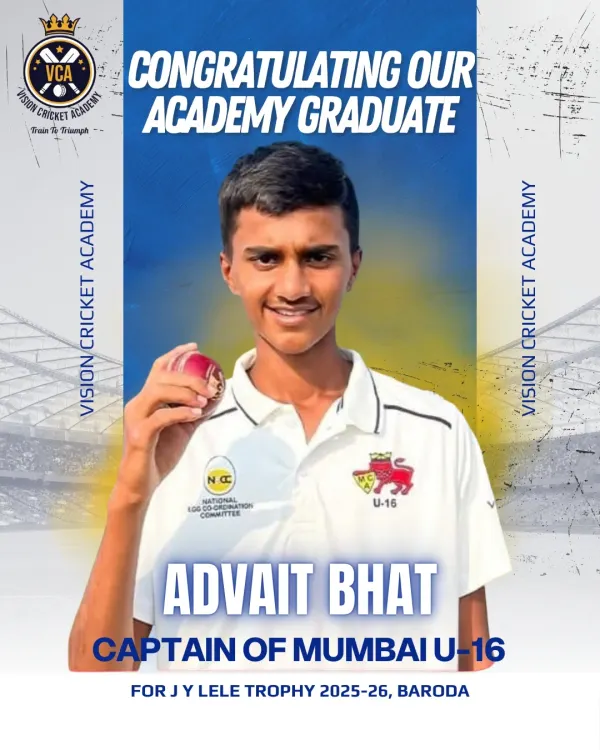 This is what our competitive pathway is all about. We are incredibly proud of our graduate, Advait Bhat, on being named Captain of the Mumbai U-16 team for the J Y Lele Trophy.