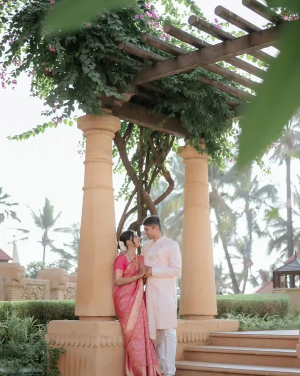 Wrapped in elegance for their new beginning. I had the pleasure of draping both the bride in her beautiful pink silk saree and the groom in his coordinating shawl.
