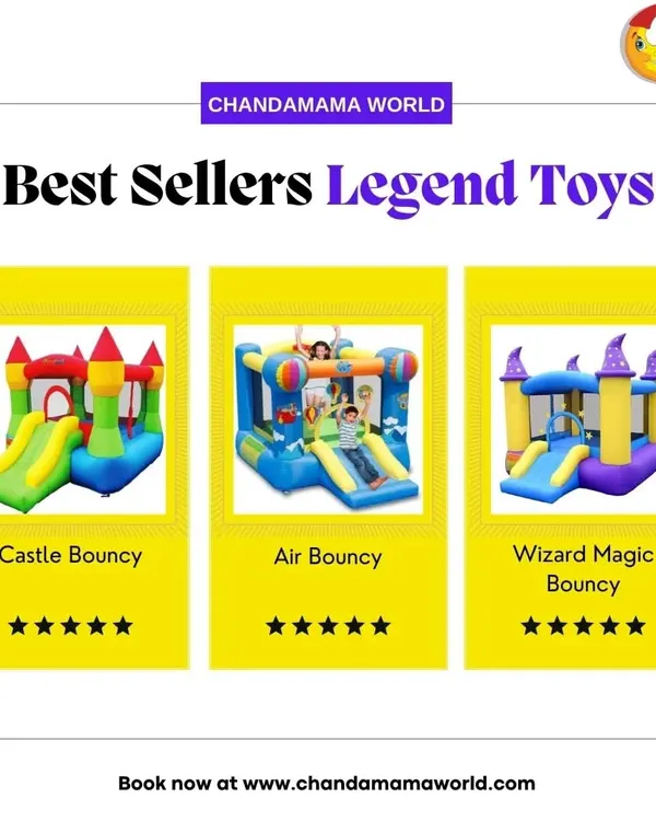 Our collection of bouncy castles is always a hit. This graphic shows some of our best-sellers, including the Castle Bouncy, Air Bouncy, and Wizard Magic Bouncy, all of which come with slides for extra fun.
