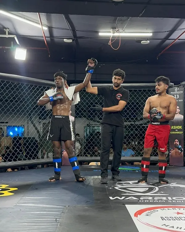 The moment your hand is raised. This is what every drop of sweat in the gym is for. A dominant first-round submission victory for our fighter Vishal Shetty at WDS Fight Night.