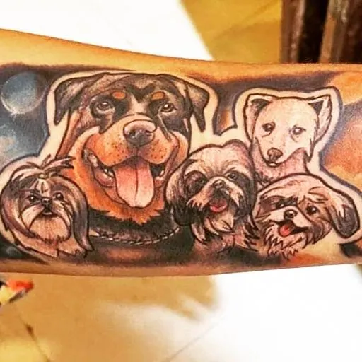 This tattoo is my heart on my sleeve. It features my fantastic five, my angels who chose fur instead of wings. They are a permanent reminder of the truest love in the world.