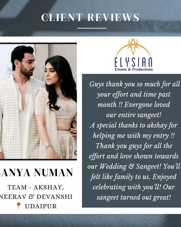 "You'll felt like family to us." We are so happy we could make Sanya and Numan's sangeet a great one.