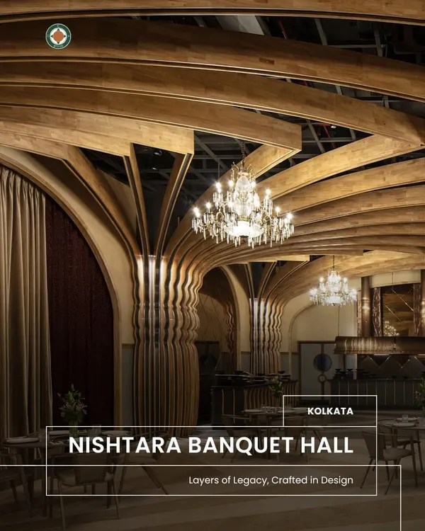 Nishtara Banquet Hall in Kolkata is a contemporary space defined by layers of legacy. The design reworks heritage for today's needs, with vaulted ceilings and intricate columns speaking to the city's cultural roots while offering modern, plug-and-play functionality.