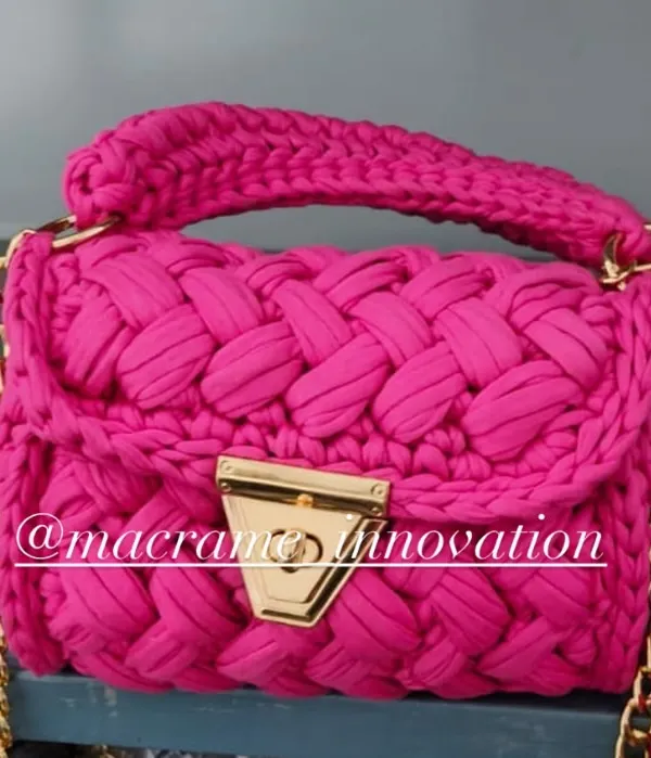 This hot pink crochet puff bag is for those who love to make a statement. The color is so vibrant and the chunky texture is just irresistible.