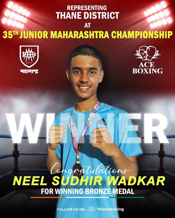 Congratulations to our boxer Neel Sudhir Wadkar for securing a bronze medal at the 35th Junior Maharashtra State Boxing Championship. His performance representing Thane District is a moment of great pride for our academy.